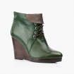 Women's green leather wedges